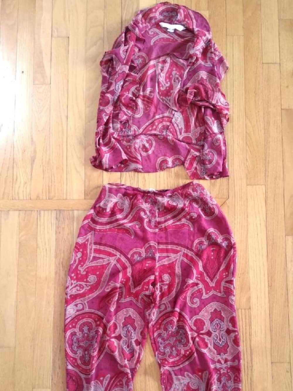 Victoria's Secret Pajama Resort Set Coverup Red Pink Paisley Size S